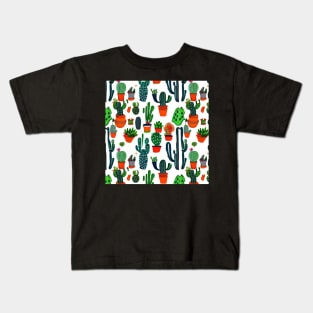 Cacti on White Kids T-Shirt
